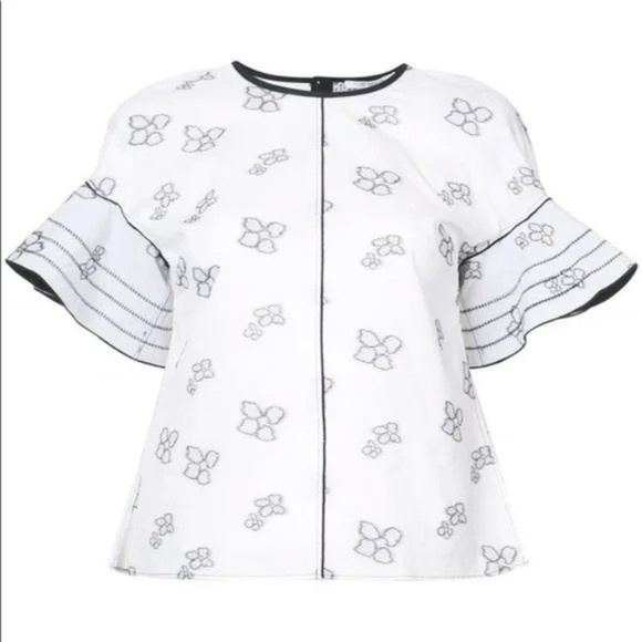 10 CROSBY DEREK LAM Floral Ruffle Sleeve Top - Picture 2 of 8